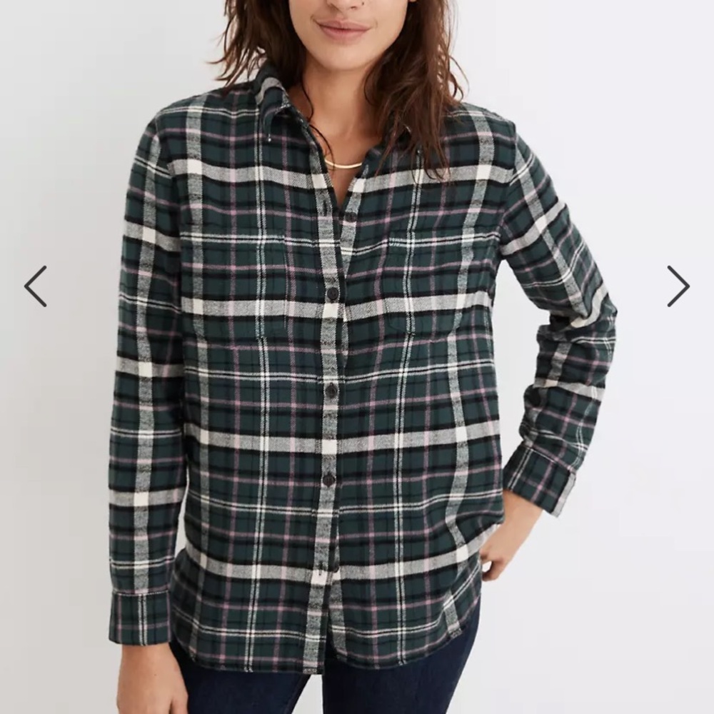 Madewell Flannel Classic Ex-Boyfriend Shirt in Baywood Plaid